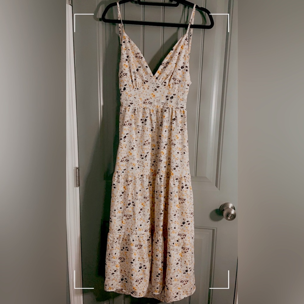 SHEIN Vacay Ditzy Floral Tie-Back Midi Summer Dress